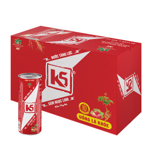 [Thùng/24 lon] Thực Phẩm Bổ Sung Nước Tăng Lực Sâm Ngọc Linh K5 Dâu Tây Đỏ
